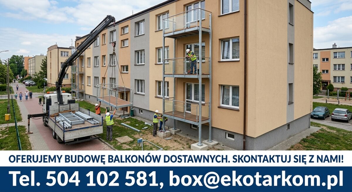 Balkony dostawne na słupach stalowych dla spółdzielni i wspólnot